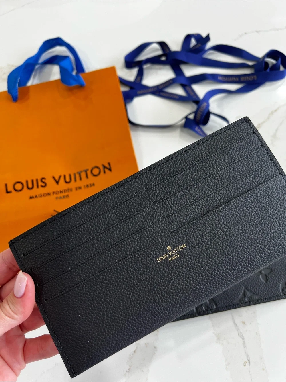 Louis Vuitton Black Embossed Monogram Zip Pouch with Card Holder - Picture 7 of 7